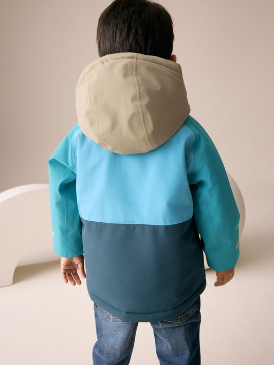 Navy/Turquoise Waterproof Warm Padded Coat (3mths-7yrs)