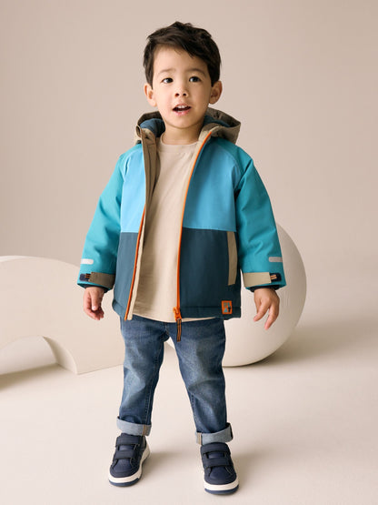 Navy/Turquoise Waterproof Warm Padded Coat (3mths-7yrs)