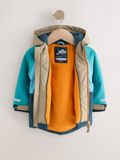 Navy/Turquoise Waterproof Warm Padded Coat (3mths-7yrs)