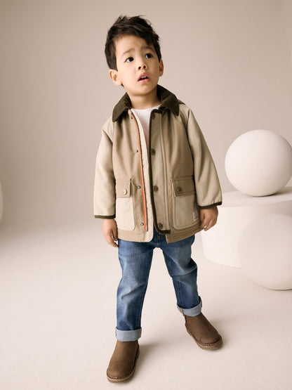 Neutral Brown Hooded Cord Collar Shower Resistant Coat (3mths-7yrs) - image 2