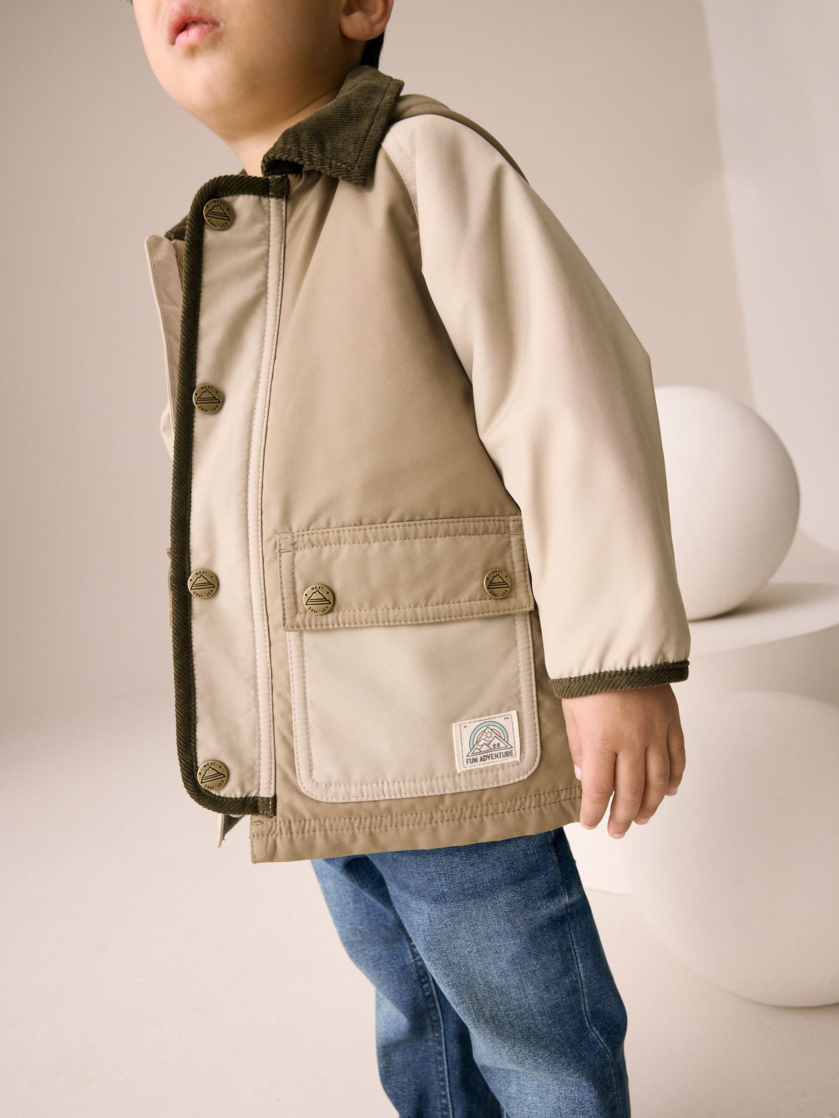 Neutral Brown Hooded Cord Collar Shower Resistant Coat (3mths-7yrs) - image 4