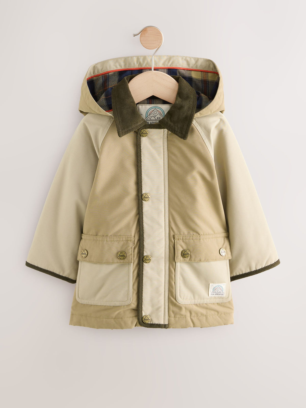 Neutral Brown Hooded Cord Collar Shower Resistant Coat (3mths-7yrs) - image 5