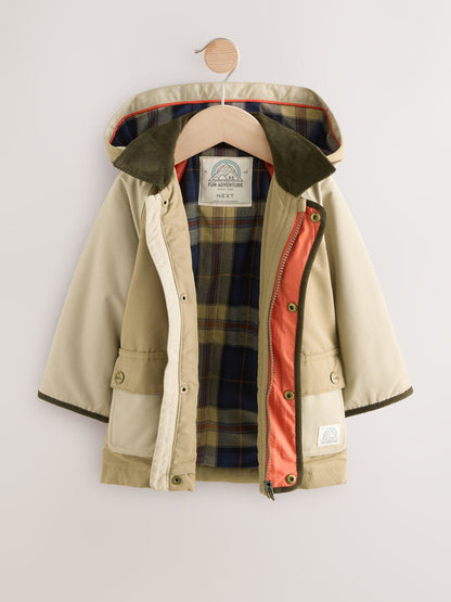 Neutral Brown Hooded Cord Collar Shower Resistant Coat (3mths-7yrs) - image 6