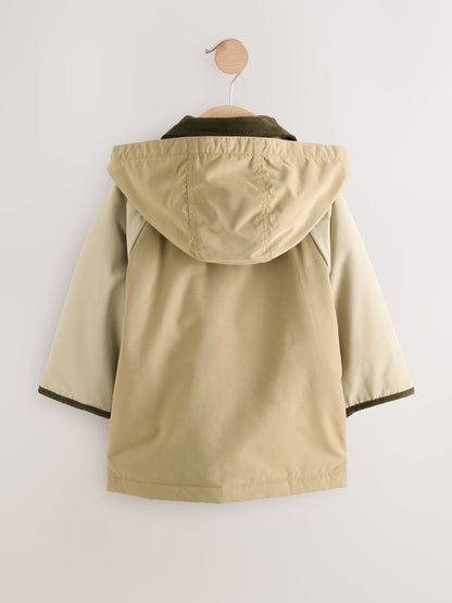 Neutral Brown Hooded Cord Collar Shower Resistant Coat (3mths-7yrs) - image 7