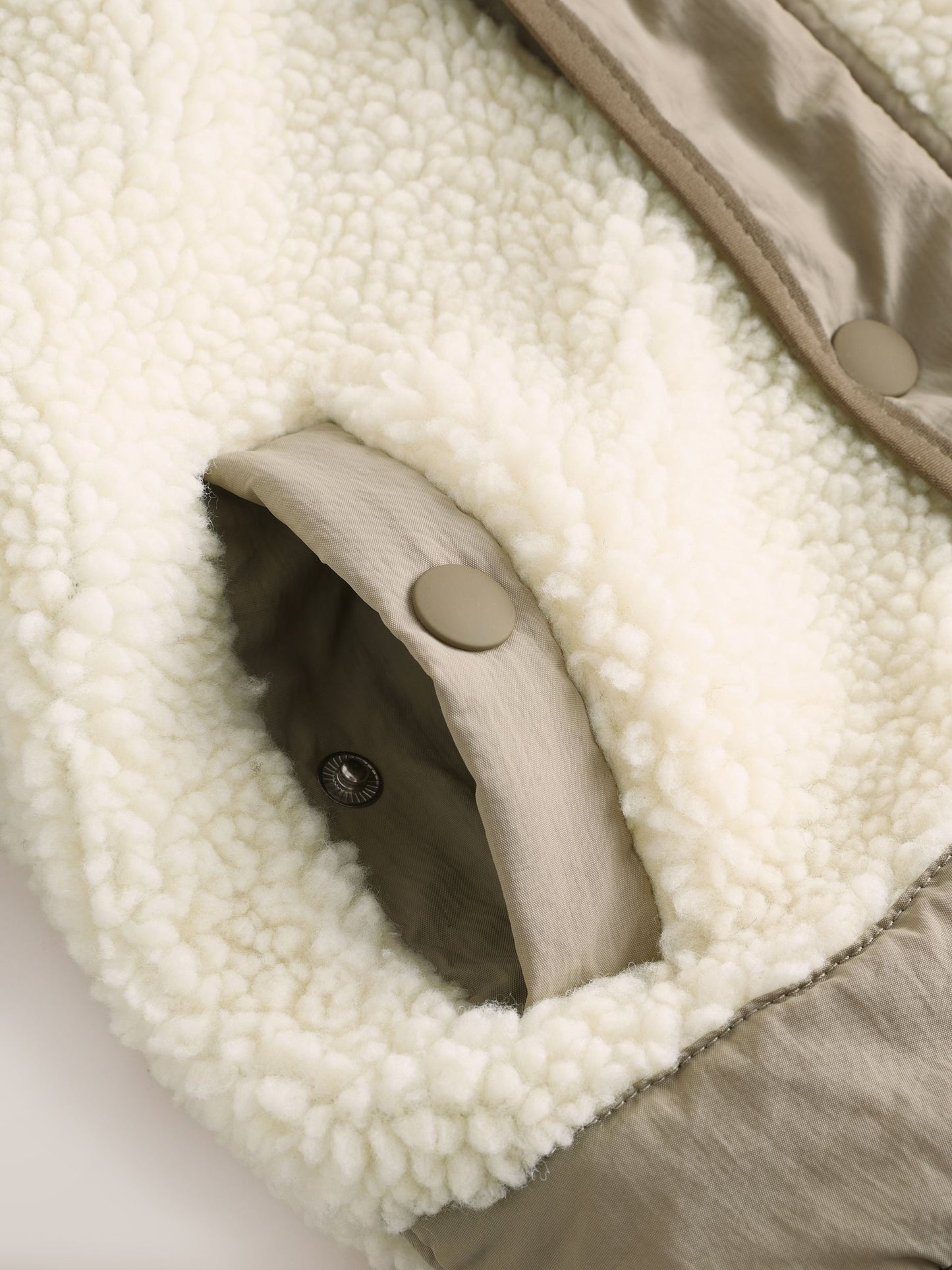 Khaki/Cream Colourblock Borg Jacket (3mths-7yrs)