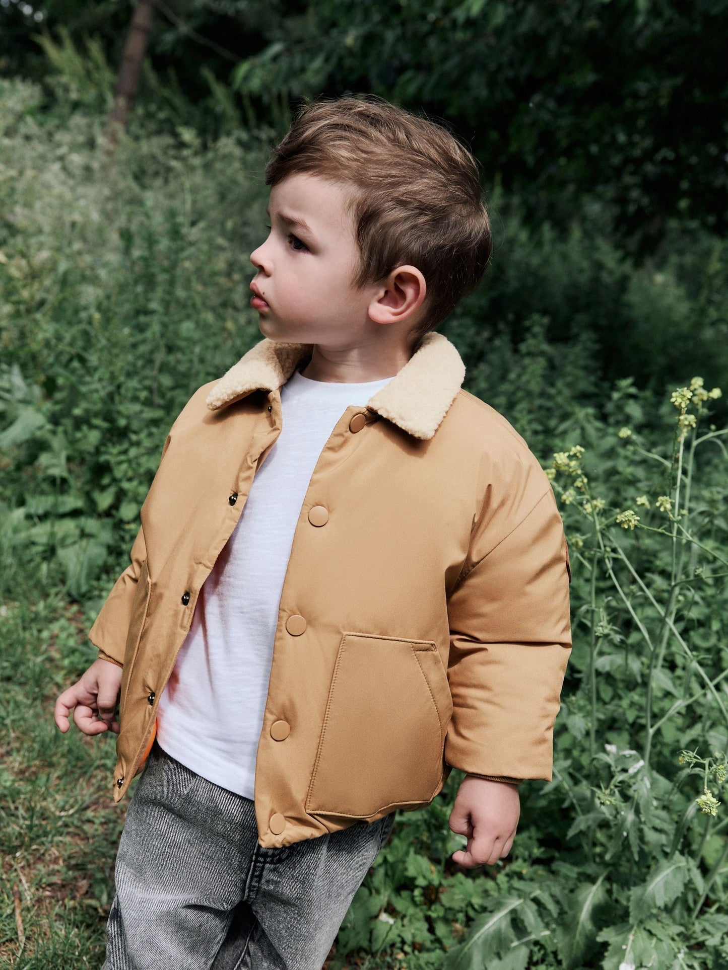 Tan Brown Borg Collared Padded Coat (3mths-7yrs)