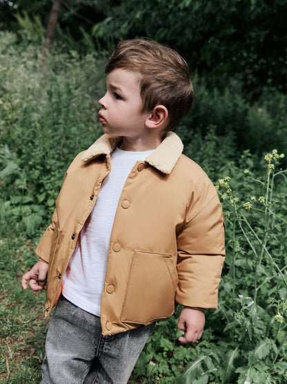 Tan Brown Borg Collared Padded Coat (3mths-7yrs)