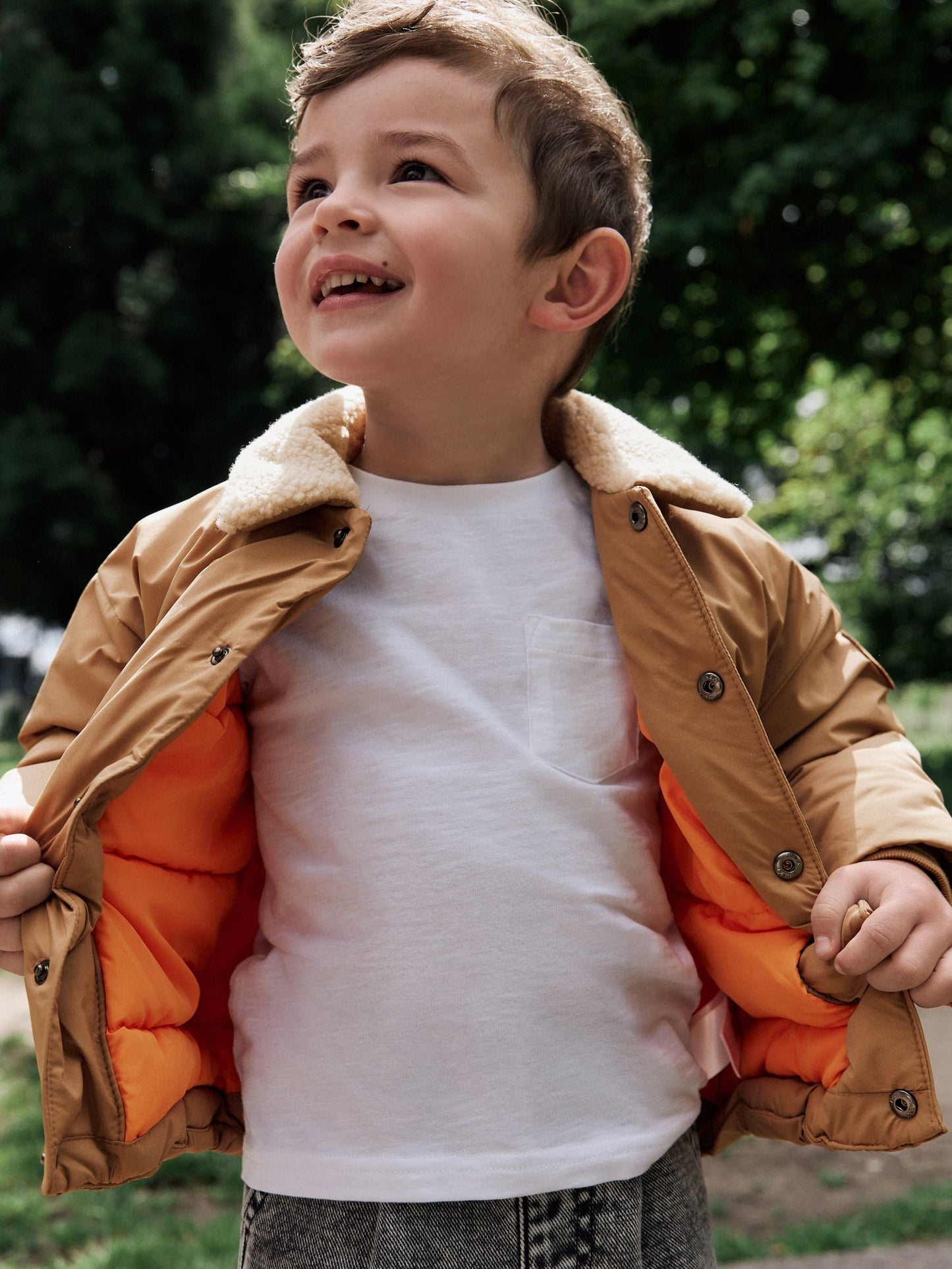 Tan Brown Borg Collared Padded Coat (3mths-7yrs)