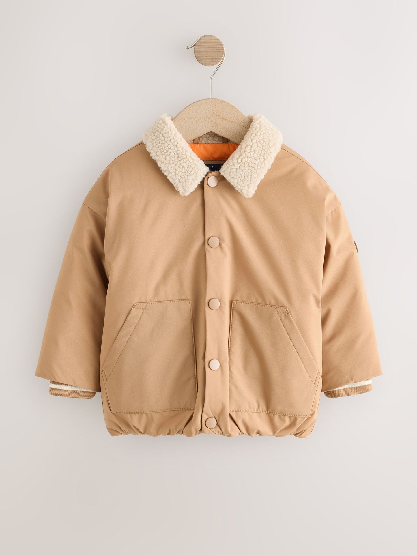 Tan Brown Borg Collared Padded Coat (3mths-7yrs)
