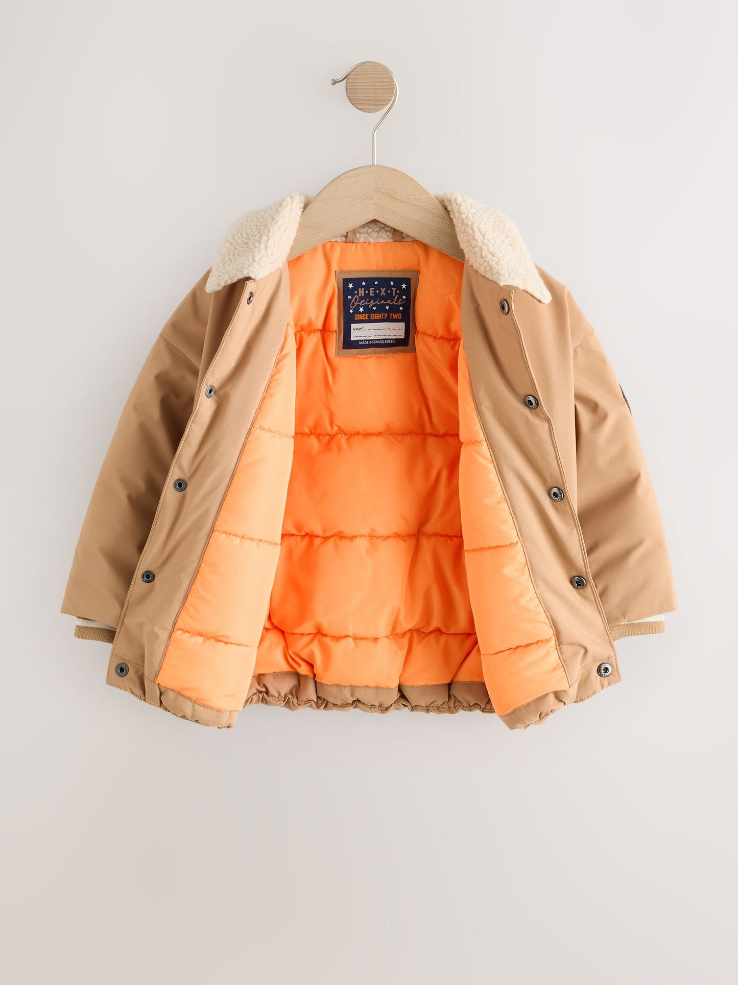 Tan Brown Borg Collared Padded Coat (3mths-7yrs)