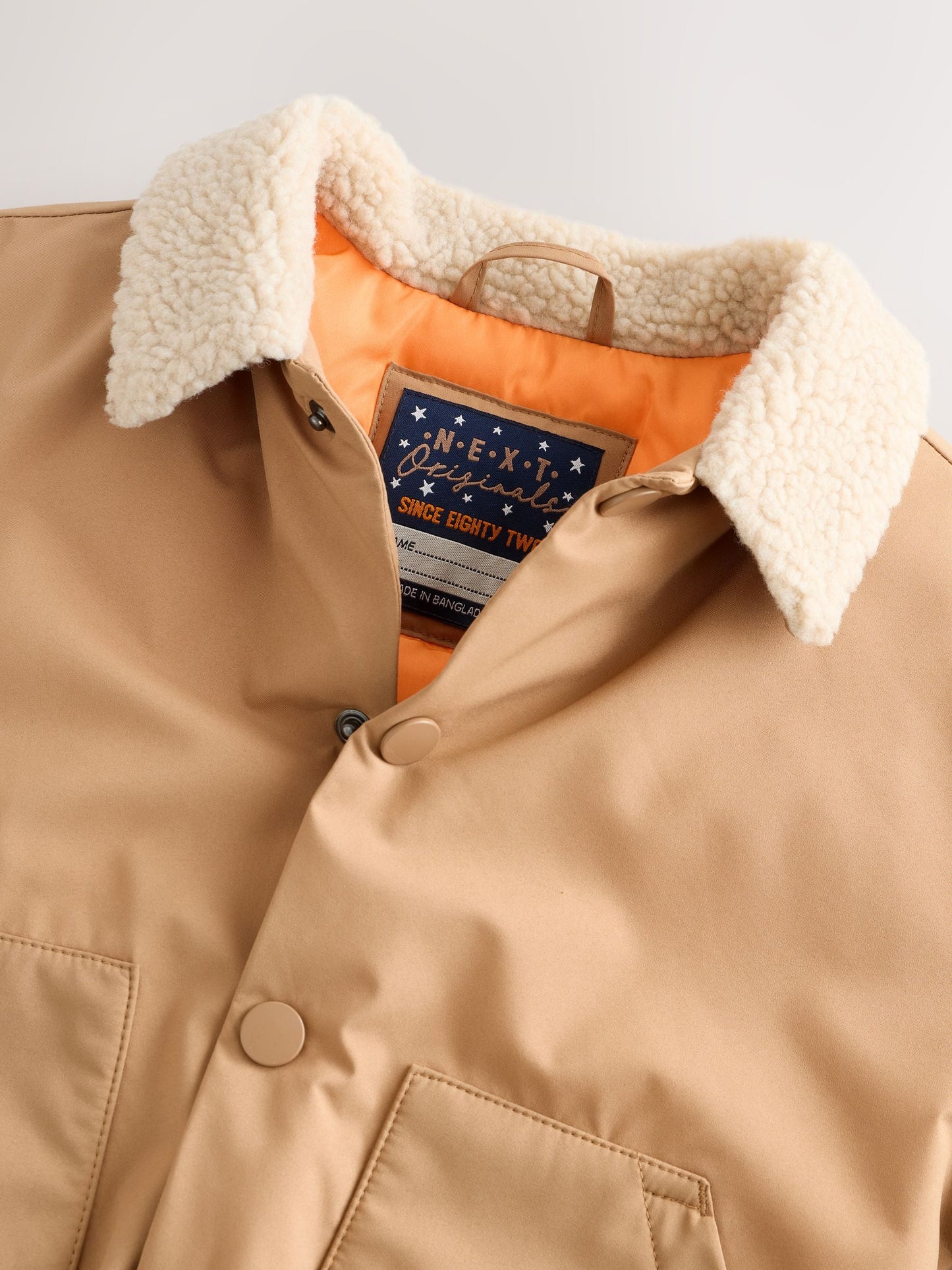 Tan Brown Borg Collared Padded Coat (3mths-7yrs)