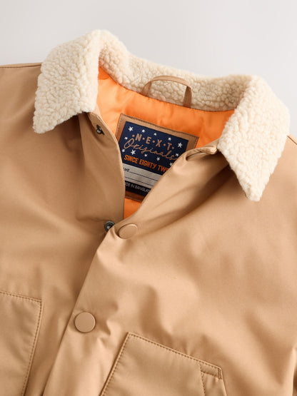 Tan Brown Borg Collared Padded Coat (3mths-7yrs)