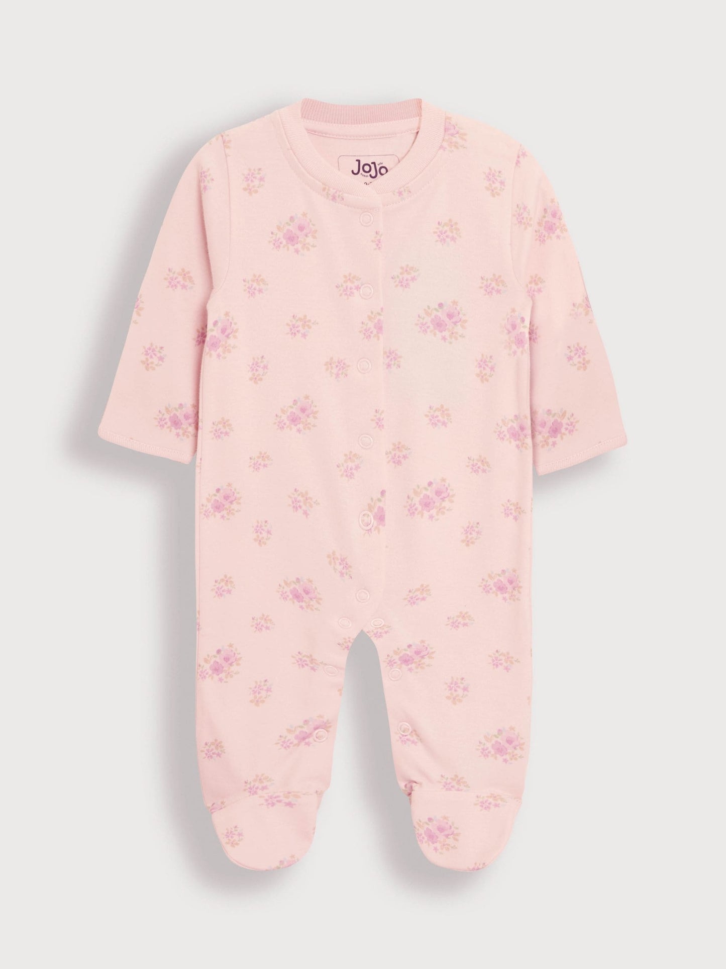 JoJo Maman Bébé Floral 2-Piece Baby Sleepsuit & Velour Jacket Set image 2