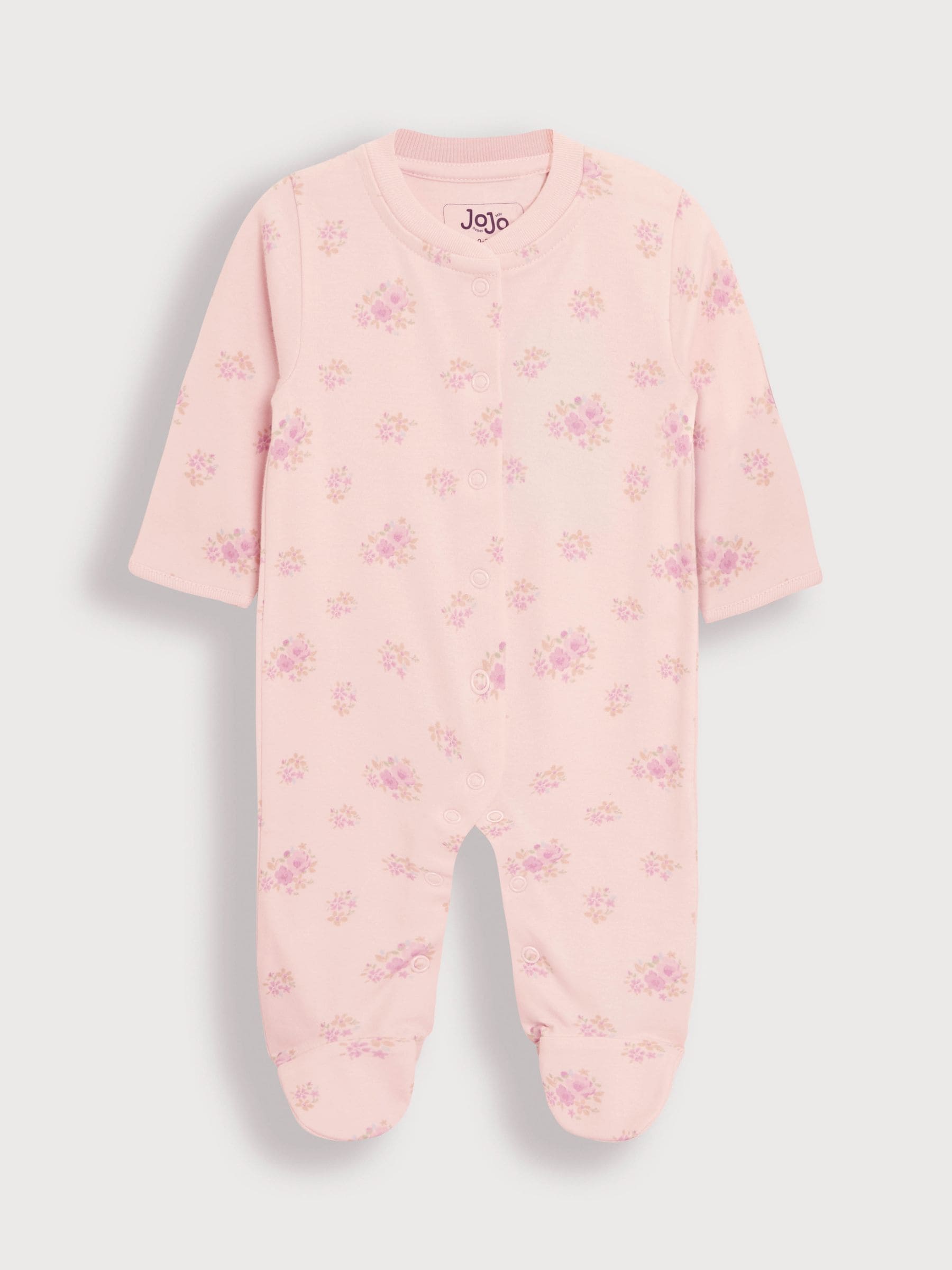 JoJo Maman Bébé Floral 2-Piece Baby Sleepsuit & Velour Jacket Set image 2