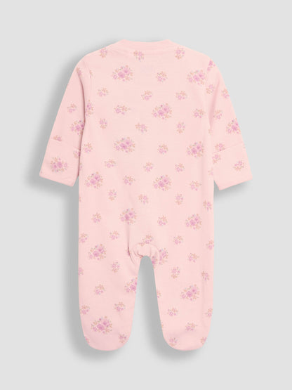 JoJo Maman Bébé Floral 2-Piece Baby Sleepsuit & Velour Jacket Set image 3