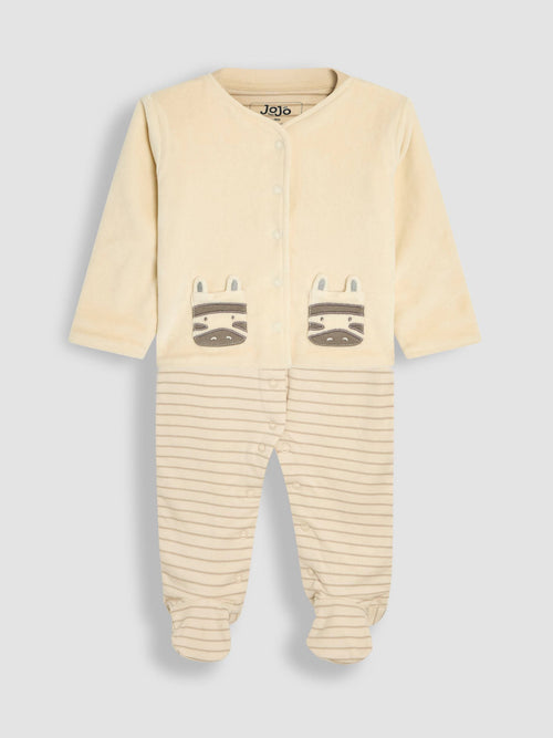 JoJo Maman Bébé Stripe 2-Piece Baby Sleepsuit & Velour Jacket Set image 1
