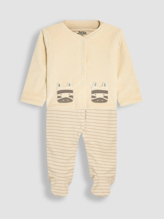 JoJo Maman Bébé Stripe 2-Piece Baby Sleepsuit & Velour Jacket Set image 1