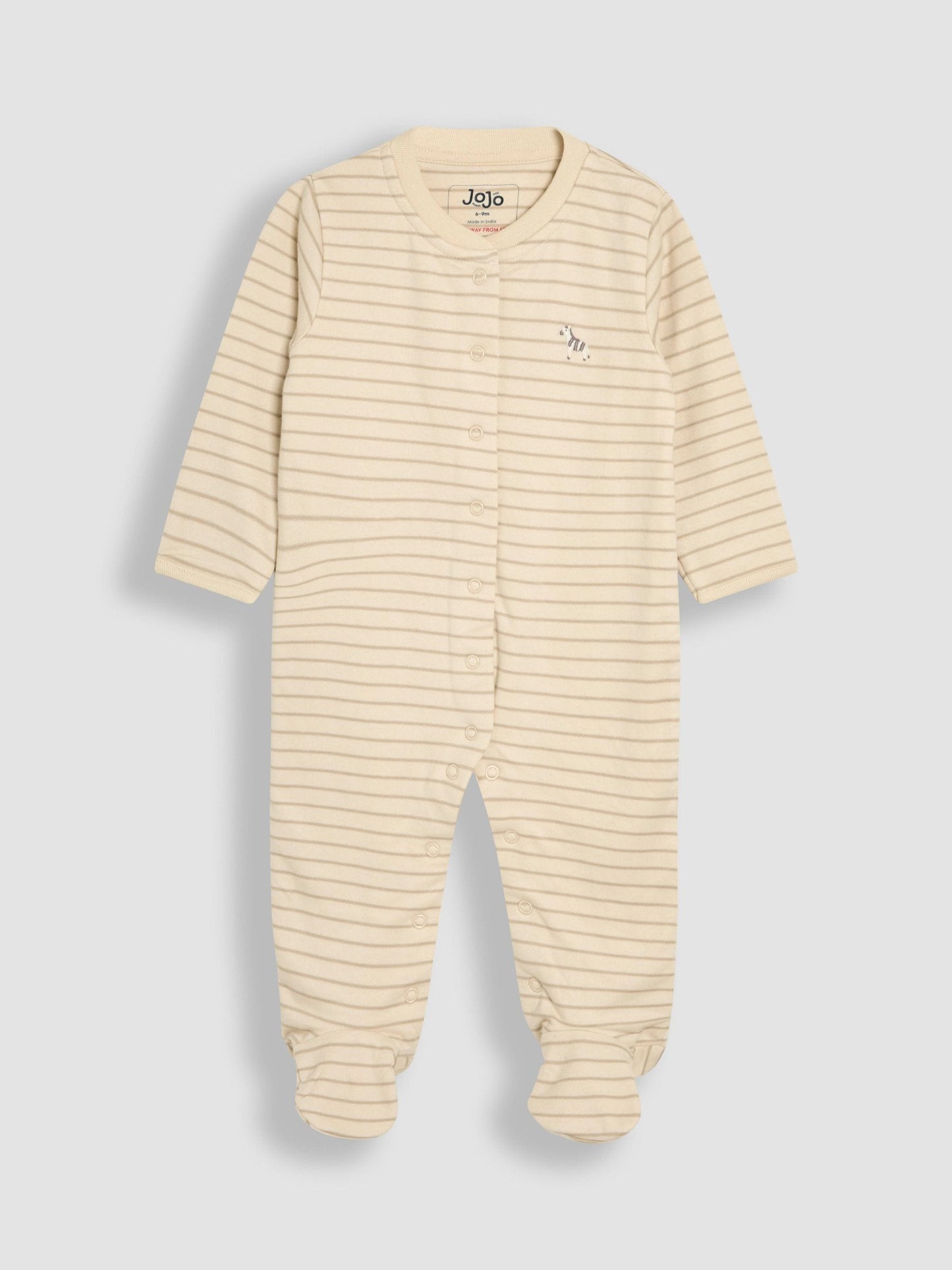 JoJo Maman Bébé Stripe 2-Piece Baby Sleepsuit & Velour Jacket Set image 2