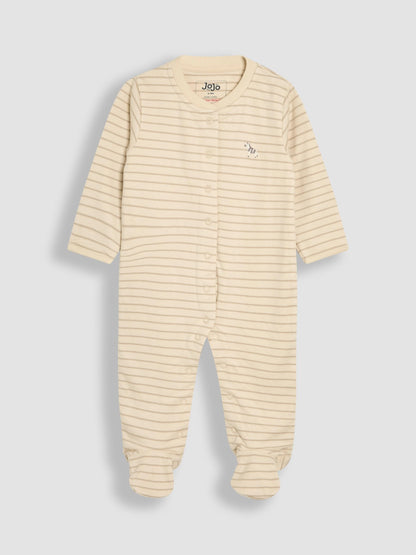 JoJo Maman Bébé Stripe 2-Piece Baby Sleepsuit & Velour Jacket Set image 2