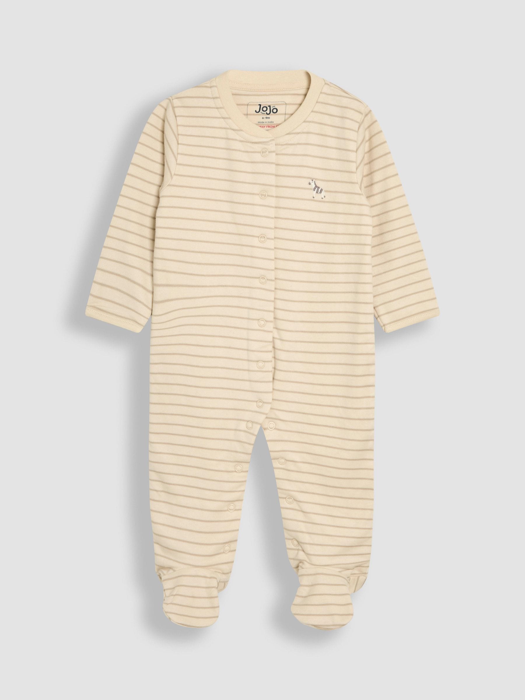 JoJo Maman Bébé Stripe 2-Piece Baby Sleepsuit & Velour Jacket Set image 2