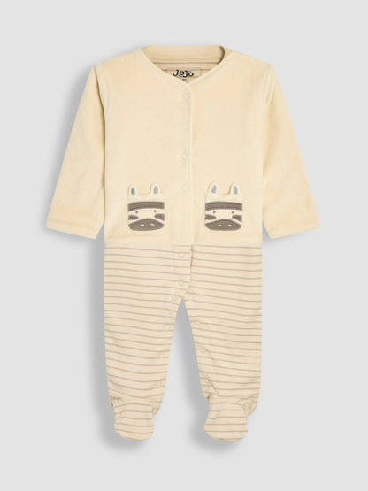 JoJo Maman Bébé Stripe 2-Piece Baby Sleepsuit & Velour Jacket Set image 1
