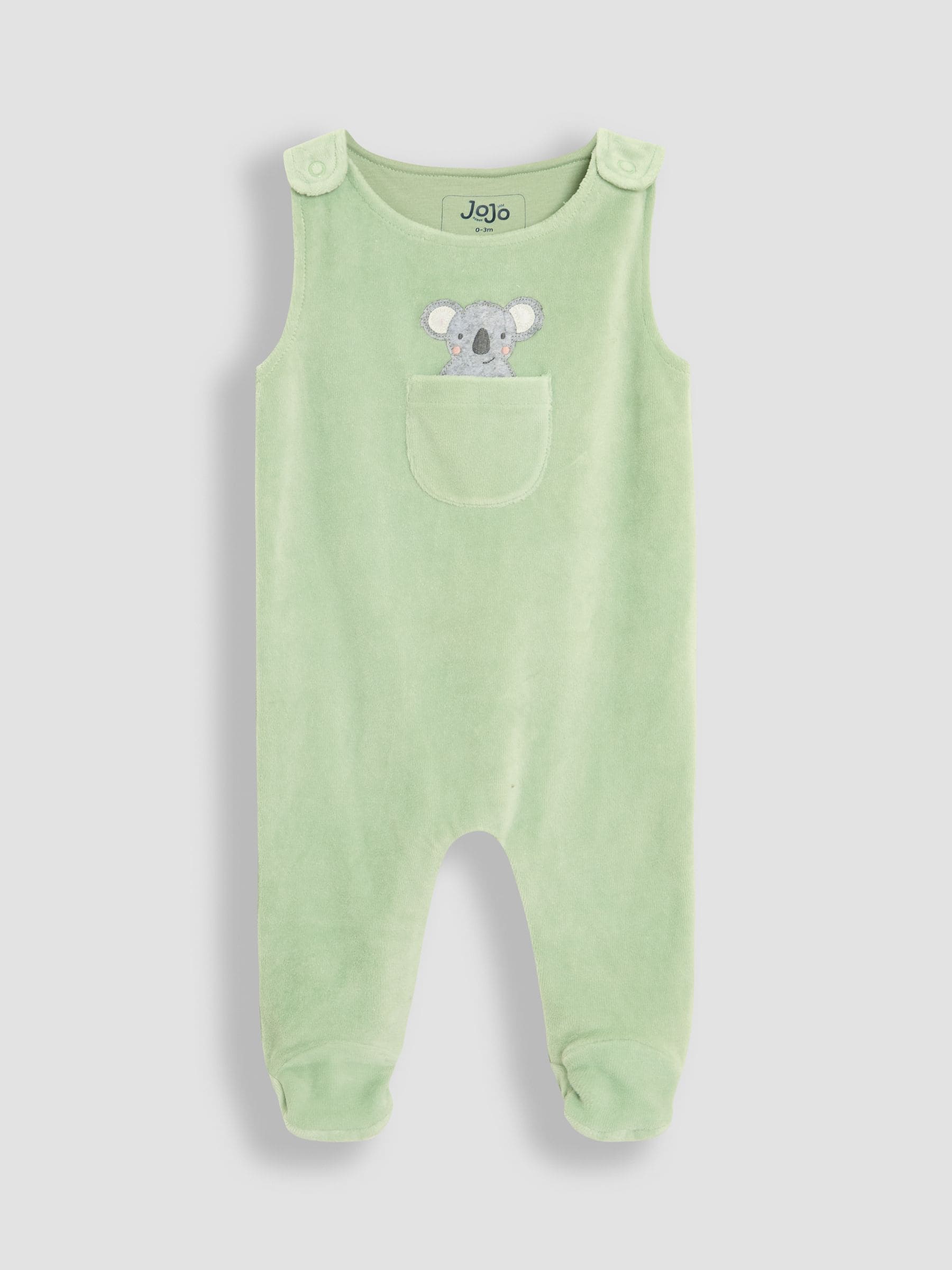JoJo Maman Bébé Green Cotton Footed 2-Piece Dungarees Set image 3