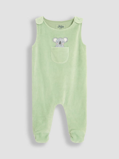 JoJo Maman Bébé Green Cotton Footed 2-Piece Dungarees Set image 3
