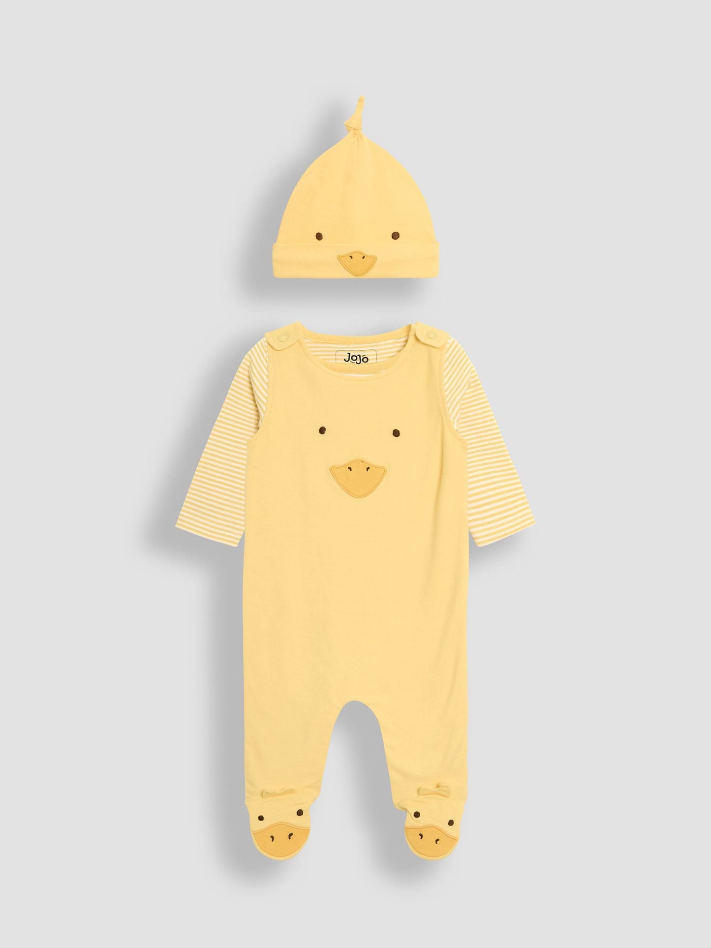 JoJo Maman Bébé Yellow Footed Dungarees Set 3 Piece image 1