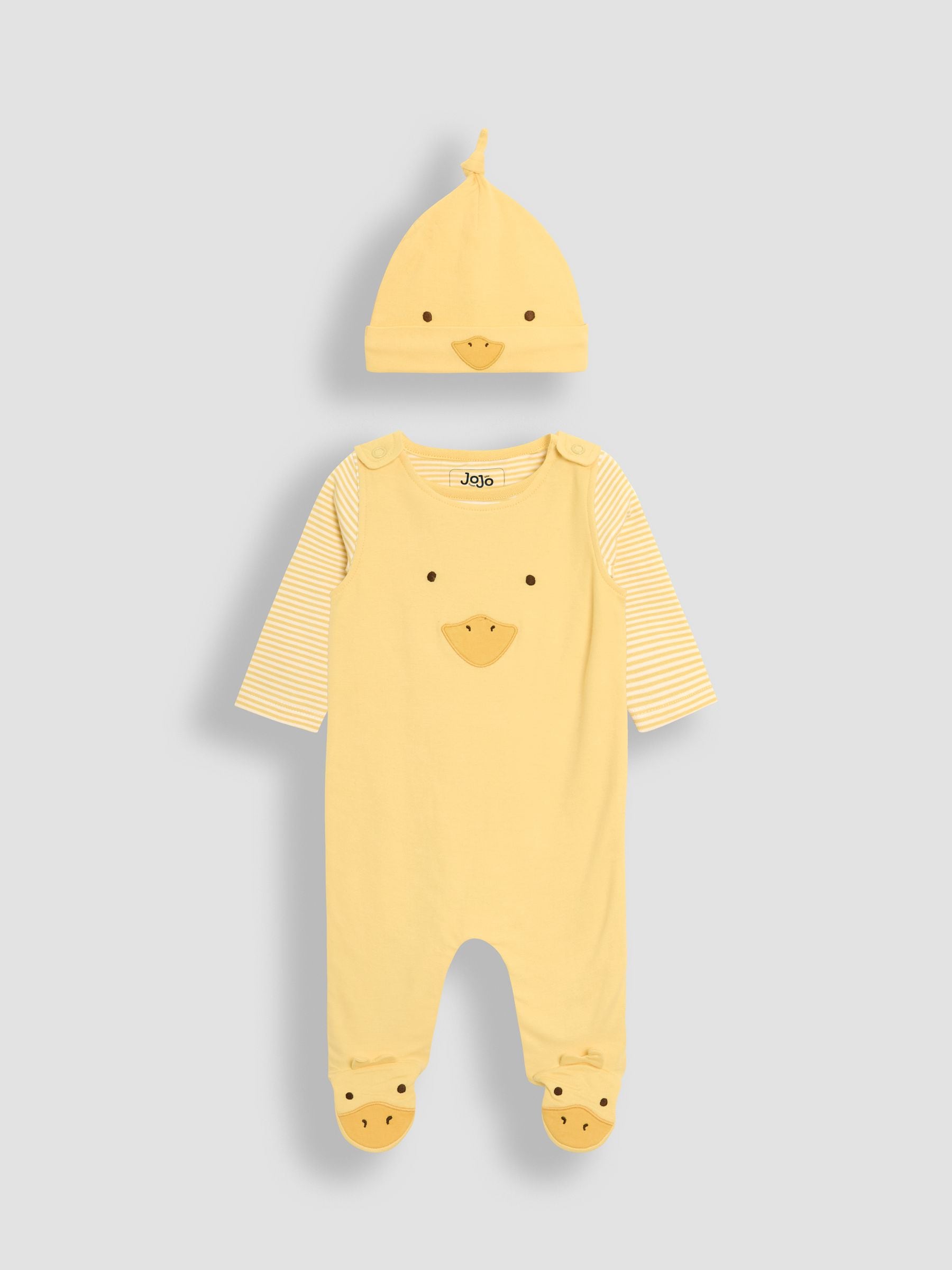 JoJo Maman Bébé Yellow Footed Dungarees Set 3 Piece image 1