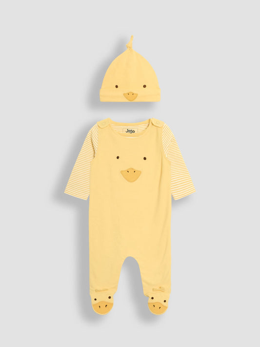 JoJo Maman Bébé Yellow Footed Dungarees Set 3 Piece image 1