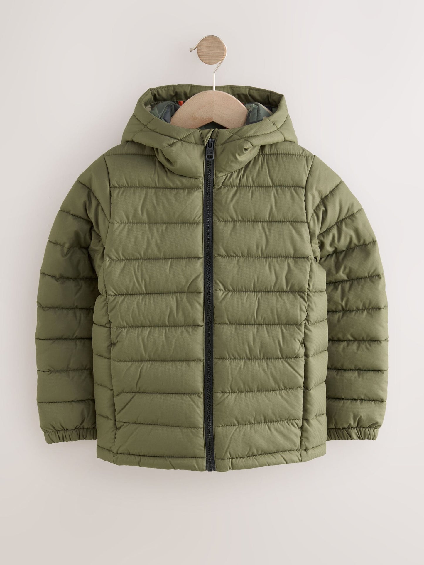 Khaki Green Quilted Midweight Hooded Jacket (3-17yrs)