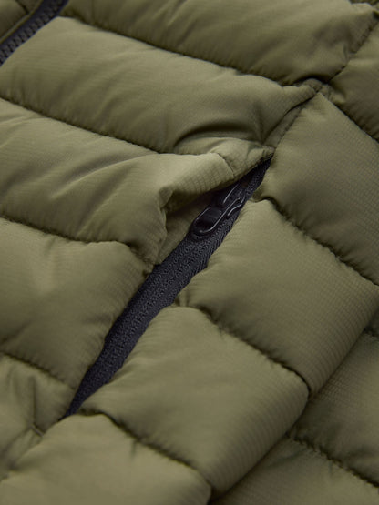 Khaki Green Quilted Midweight Hooded Jacket (3-17yrs)