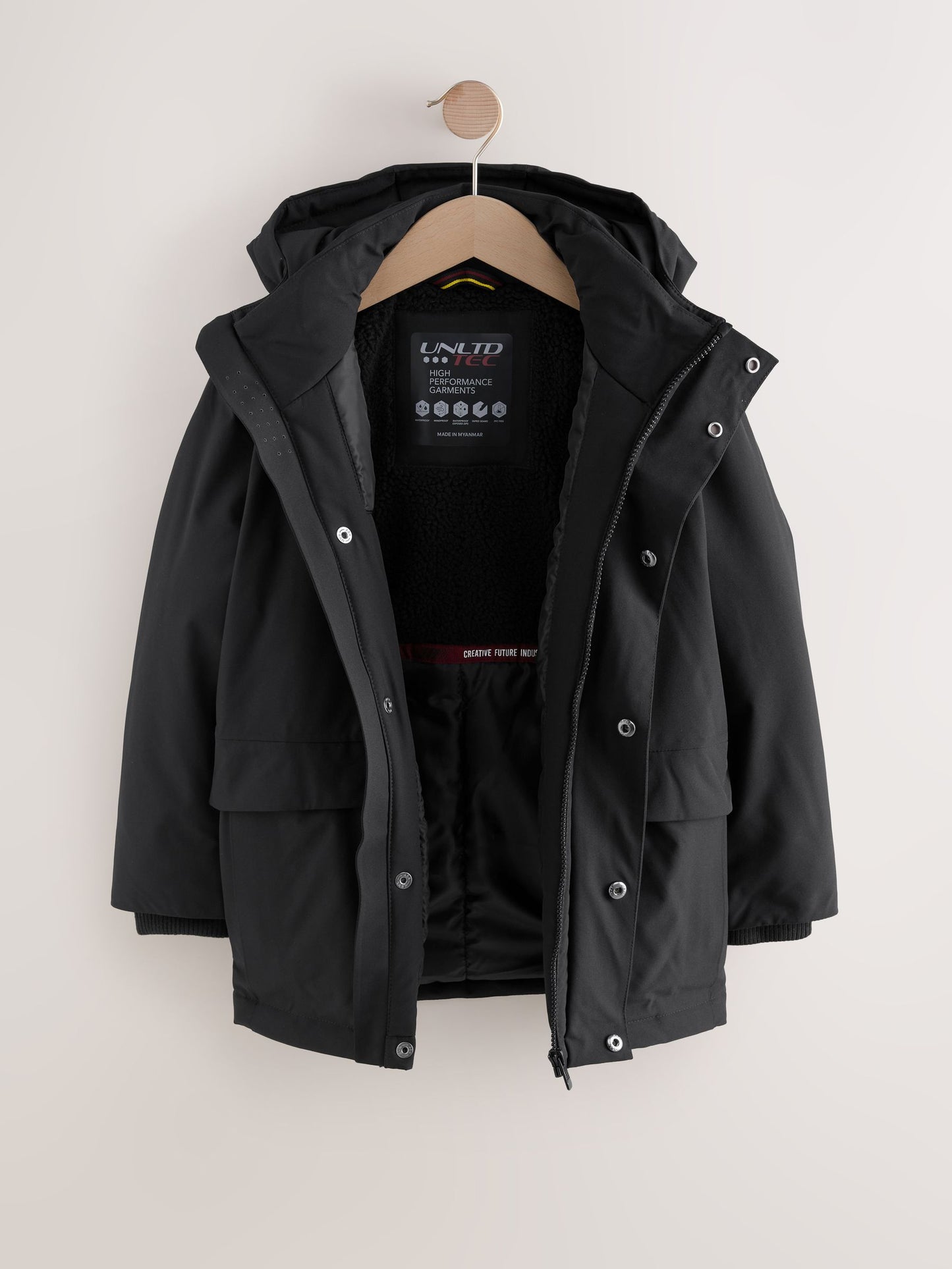 Dsiney Kidz - Black Waterproof Parka Coat (3-17yrs) image 2