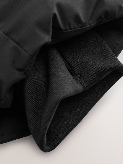 Black Shower Resistant Microfleece Lined Padded Coat (3-17yrs)