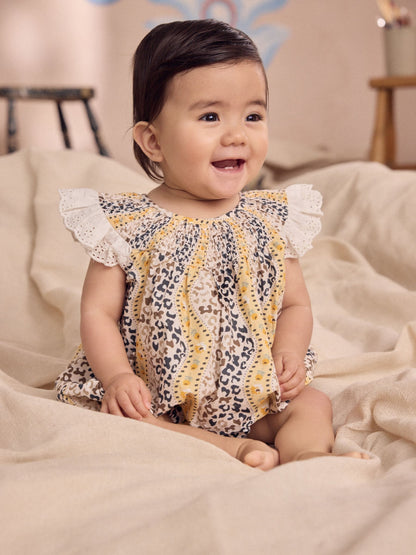 Brown Patterned Cath Kidston Cotton Printed Baby Broderie Romper image 1