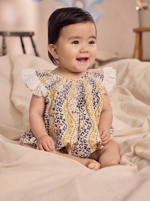 Brown Patterned Cath Kidston Cotton Printed Baby Broderie Romper image 1