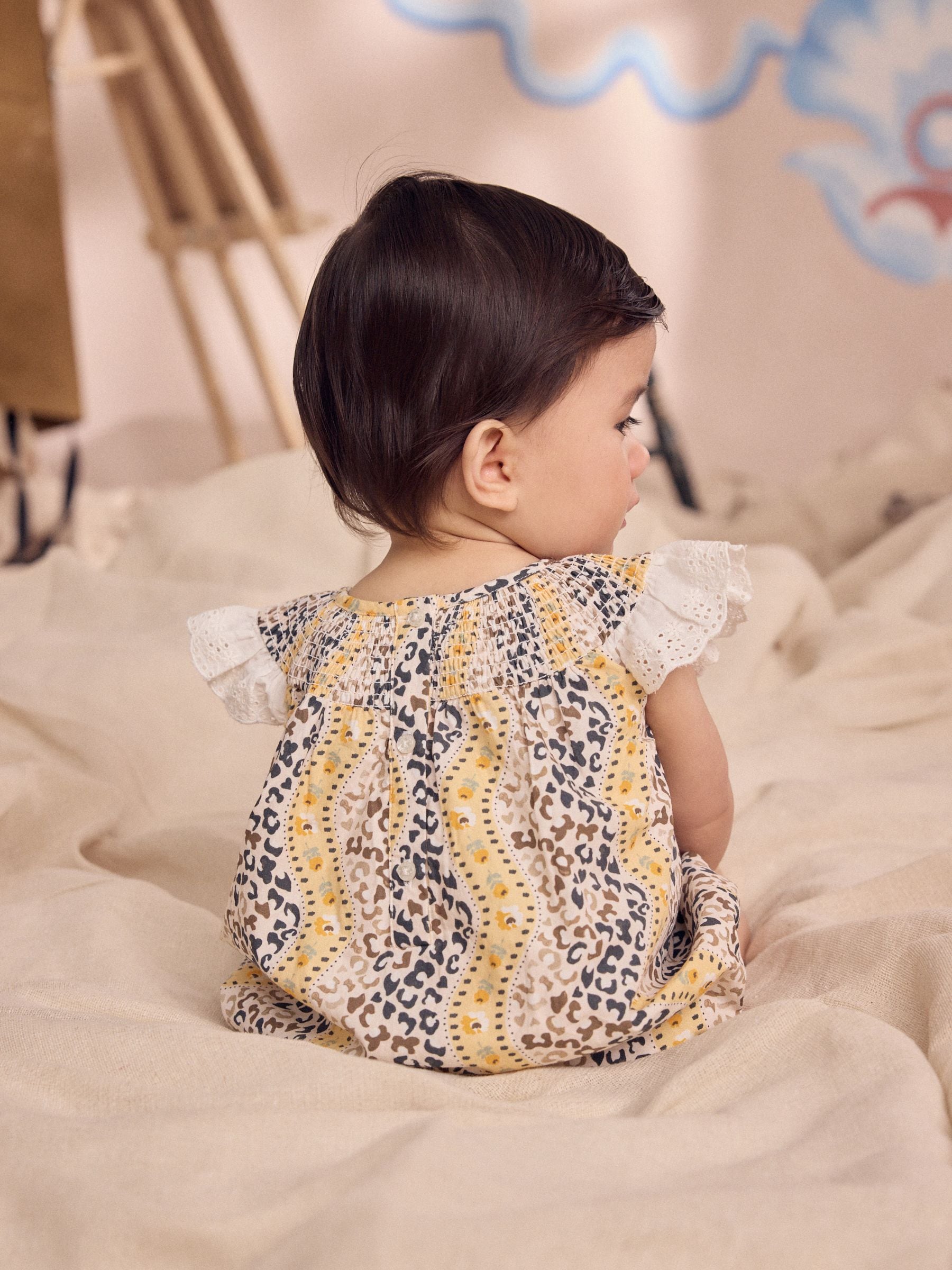 Brown Patterned Cath Kidston Cotton Printed Baby Broderie Romper image 2
