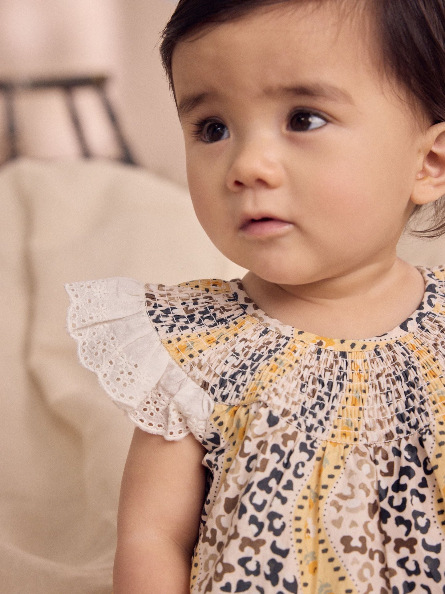 Brown Patterned Cath Kidston Cotton Printed Baby Broderie Romper image 3