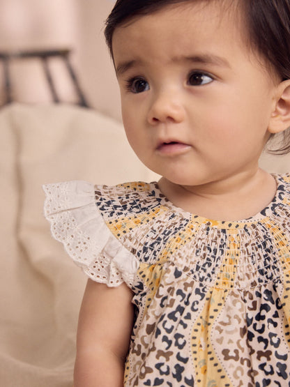 Brown Patterned Cath Kidston Cotton Printed Baby Broderie Romper image 3