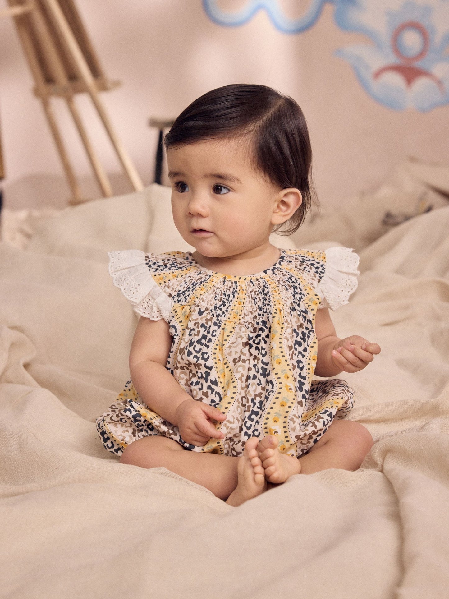 Brown Patterned Cath Kidston Cotton Printed Baby Broderie Romper image 5