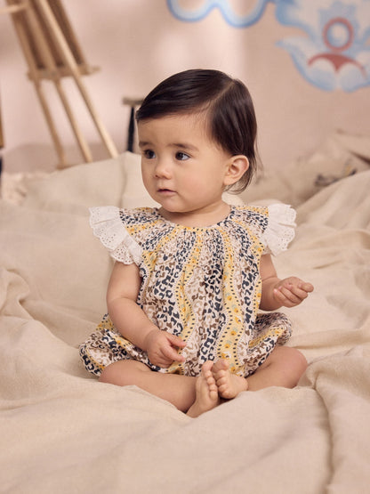 Brown Patterned Cath Kidston Cotton Printed Baby Broderie Romper image 5