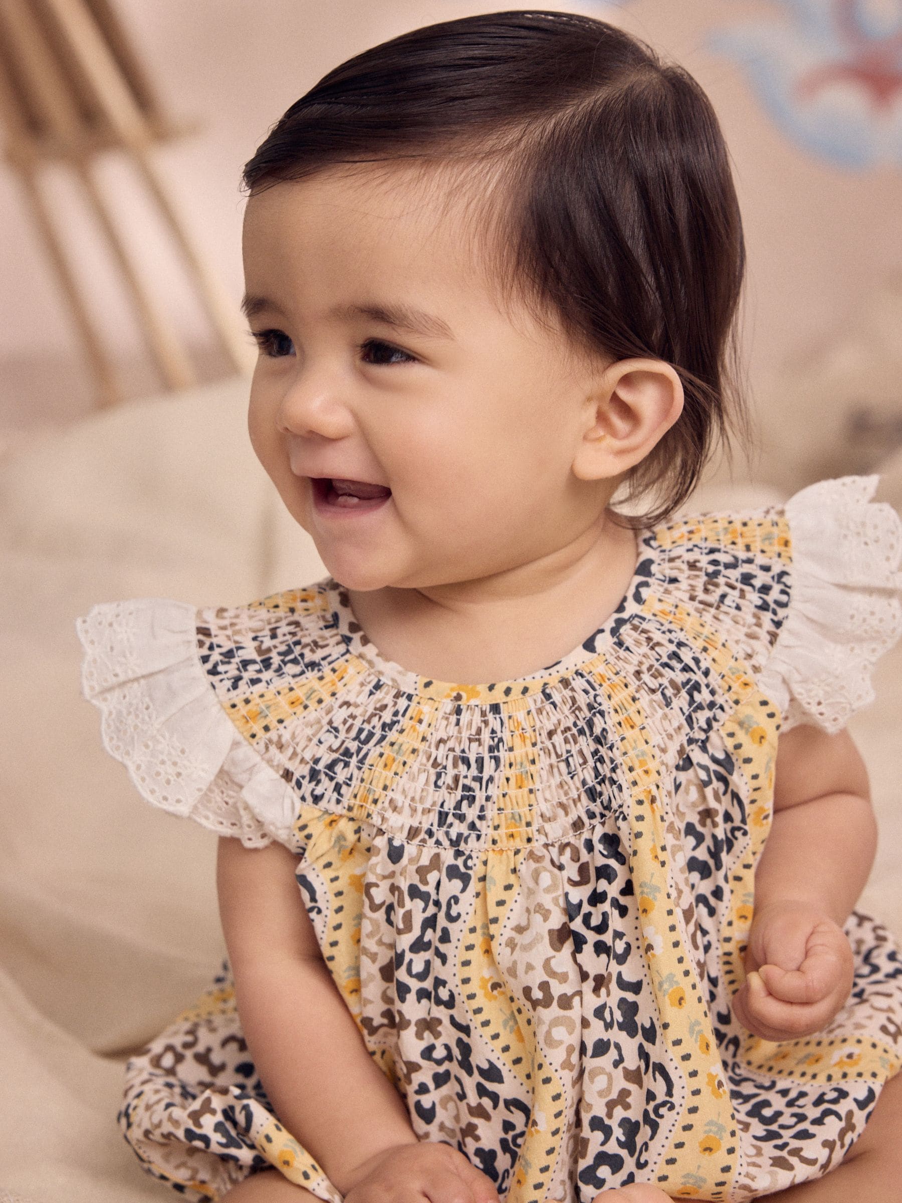 Brown Patterned Cath Kidston Cotton Printed Baby Broderie Romper image 8