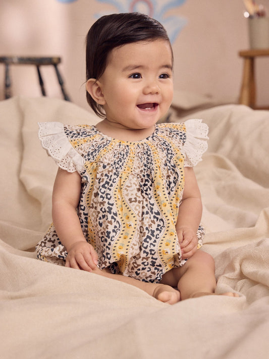 Brown Patterned Cath Kidston Cotton Printed Baby Broderie Romper image 1
