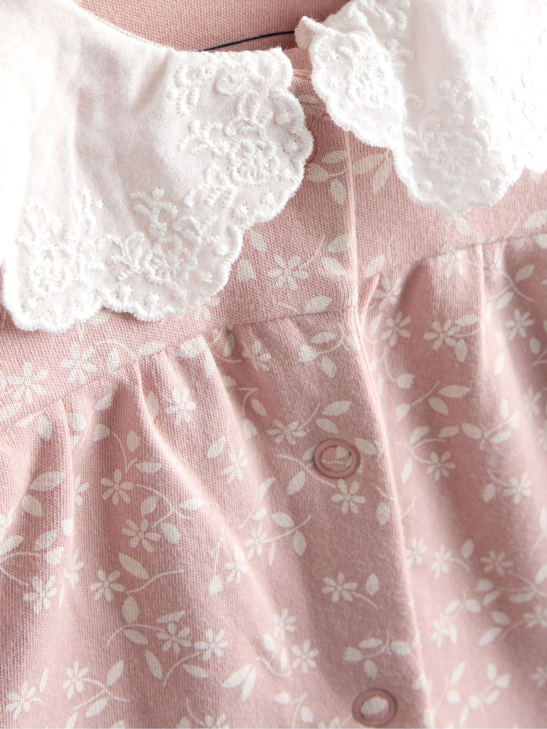 JoJo Maman Bébé Pink Ditsy Floral Organic Cotton Sleepsuit image 5