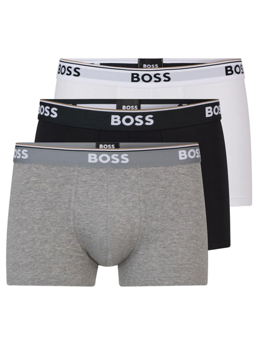 Dsiney Kidz - BOSS White/Grey/Black Power Stretch Cotton Trunk Boxers 3 Pack image 1