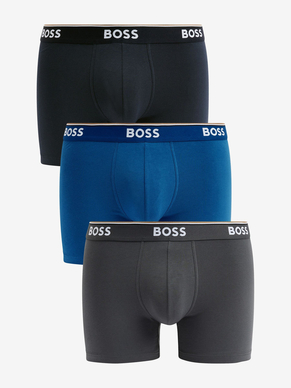 Dsiney Kidz - BOSS Blue/Black Power Stretch Cotton Hipster Boxers 3 Pack image 2