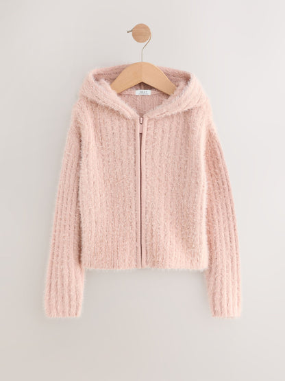 Pink Fluffy Zip Through Hoodie (3-16yrs)