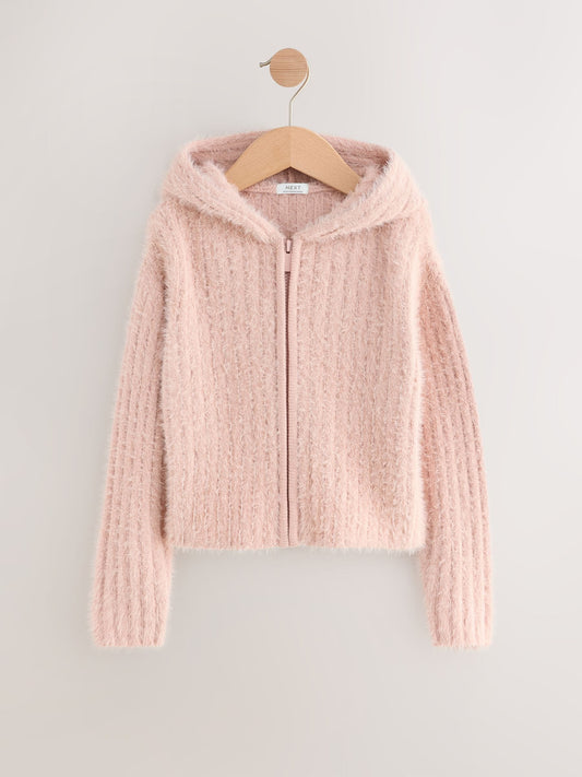 Pink Fluffy Zip Through Hoodie (3-16yrs)