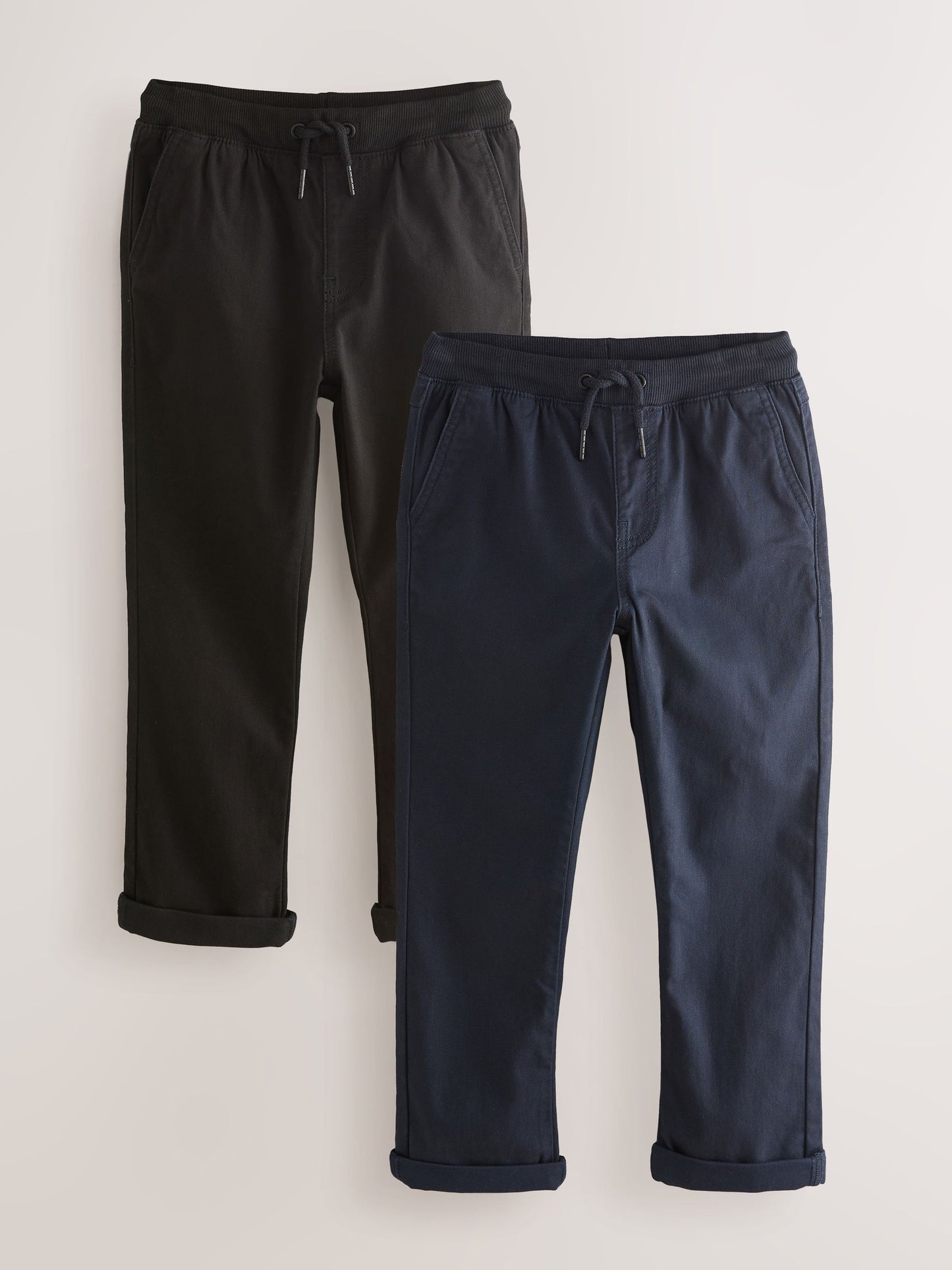Dsiney Kidz - Black/Navy Rib Waist Pull-On Trousers 2 Pack (3-16yrs) image 1