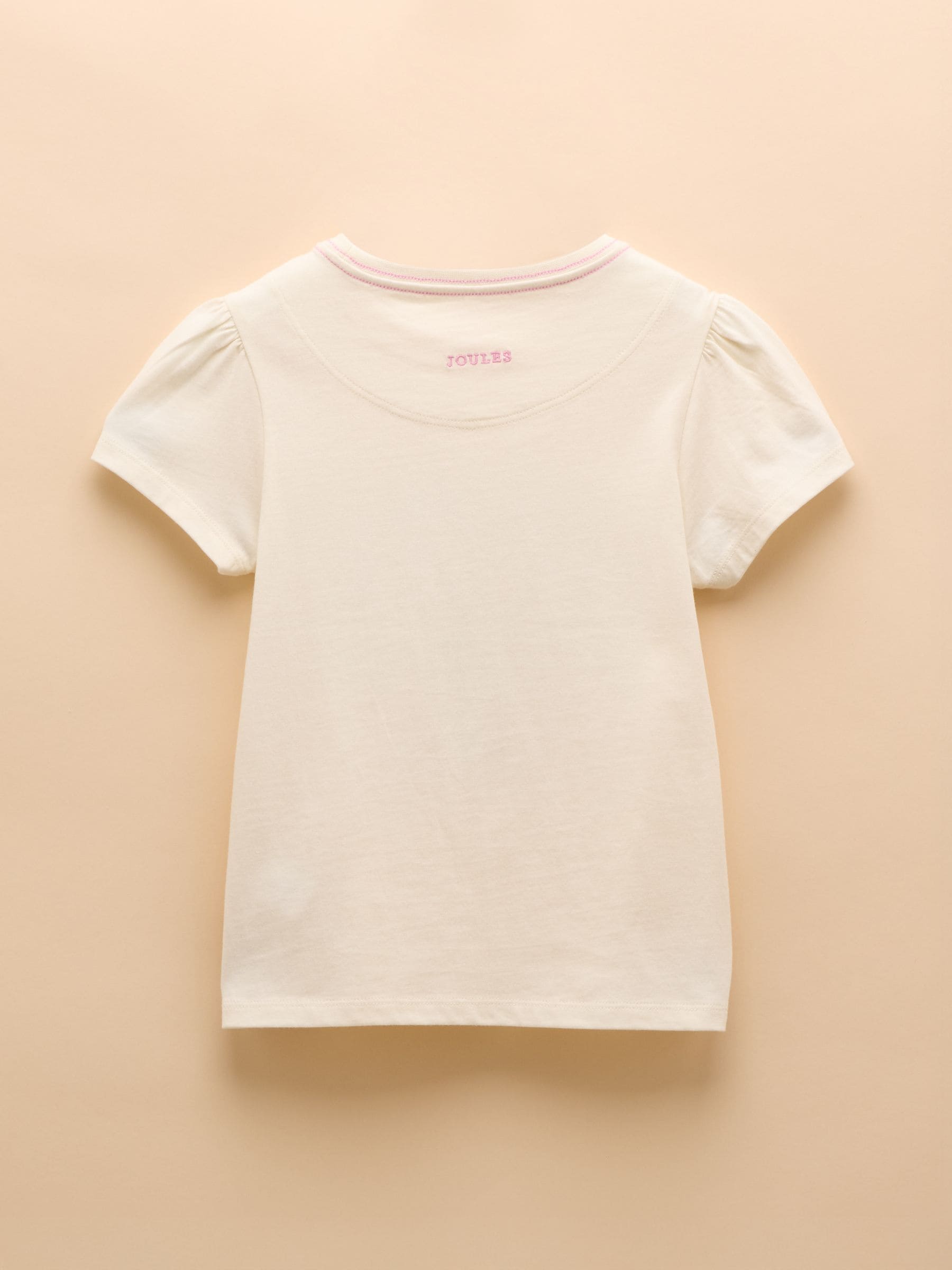 Joules Girls' Astra Cream Seahorse Applique Cotton T-Shirt image 2